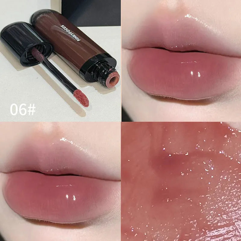 Mirror Lip Paint lacquer tube in six dark berry and tomato red shades for glossy, durable wear.