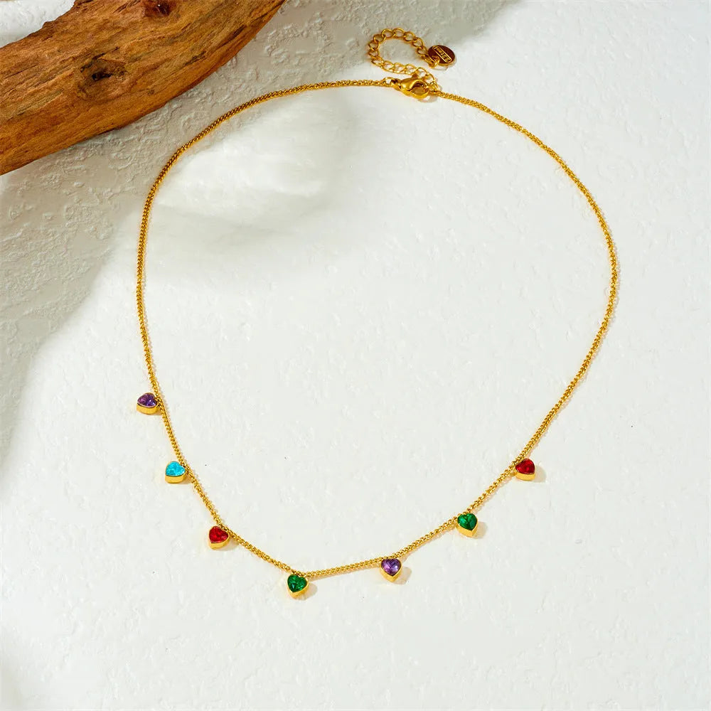 Women's gold-plated stainless steel heart necklace with adjustable chain