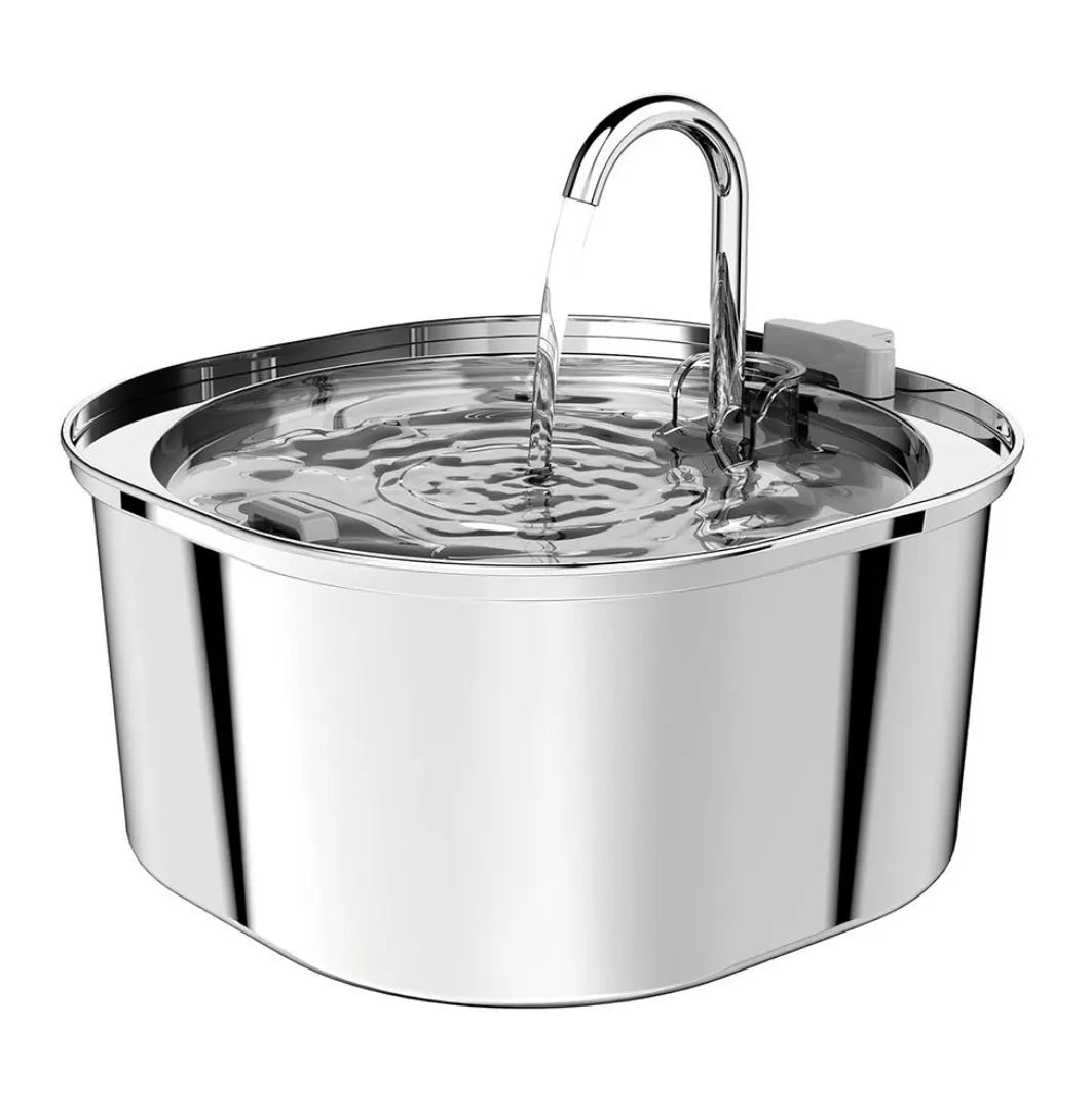 All stainless steel pet water dispenser round runway type large capacity for cats and dogs
