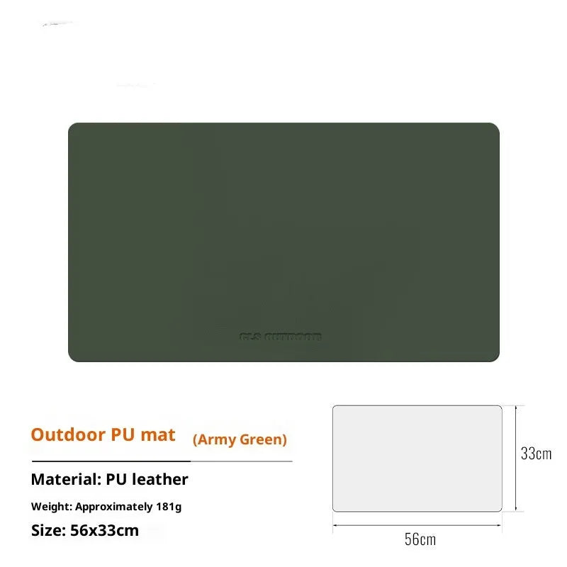 Waterproof PU table mat in beige, large size 56x33cm, with flocked backing, on a dining table