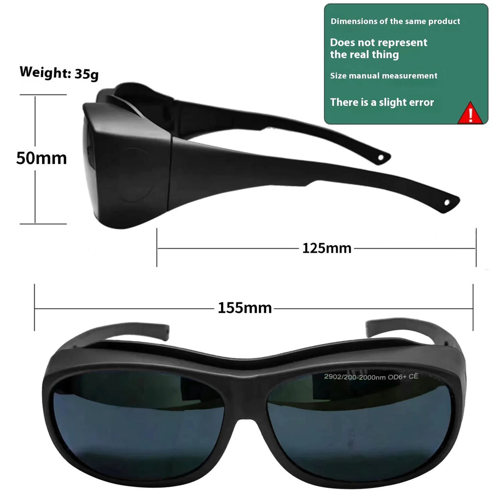 Laser protection safety goggles for skin rejuvenation and welding with 200-2000nm wavelength coverage