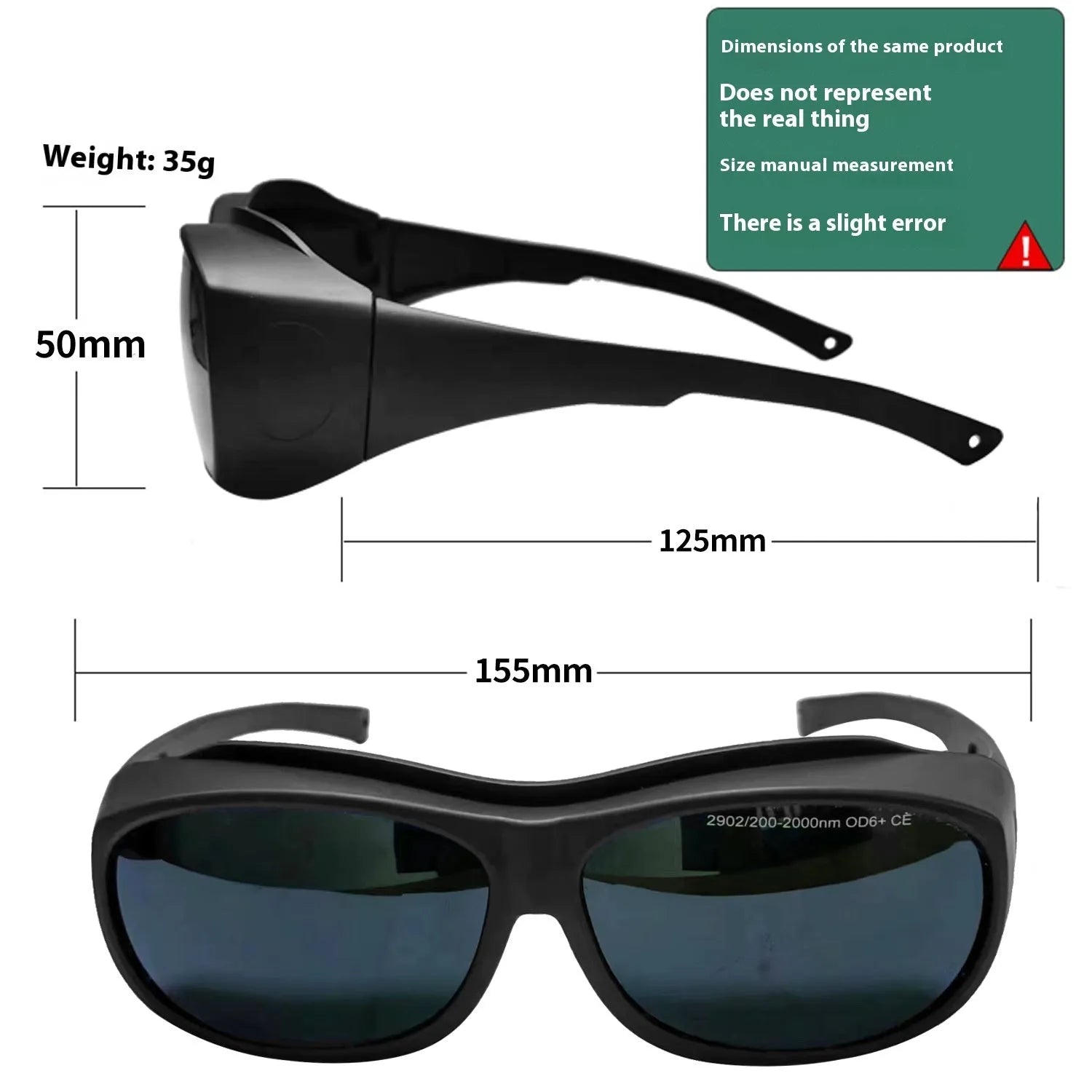 Laser protection safety goggles for skin rejuvenation and welding with 200-2000nm wavelength coverage