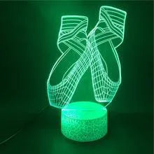 Ballet dancing shoes design 3D night light with multi-colour LED illumination on an ABS base.