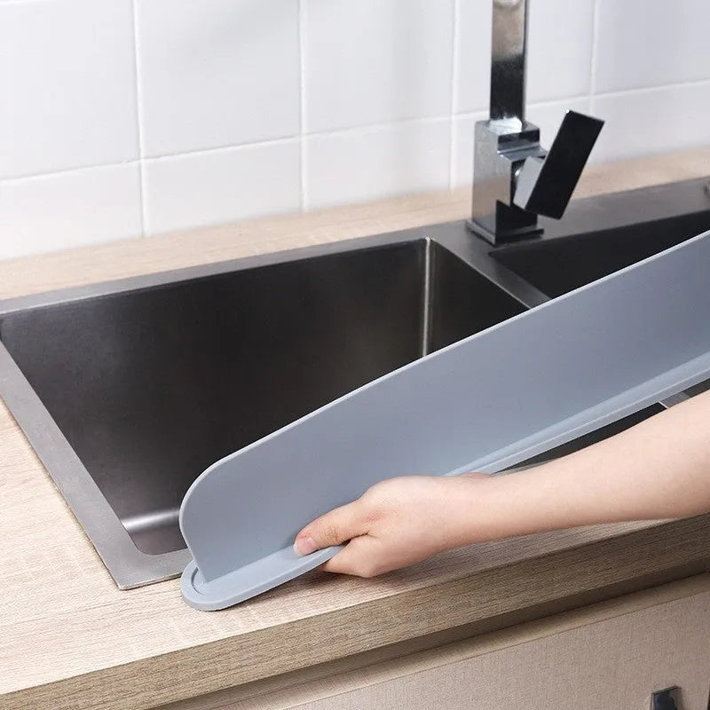 Silicone sink water blocking plate in grey, blue or black colours showing dimensions 52x5x85mm