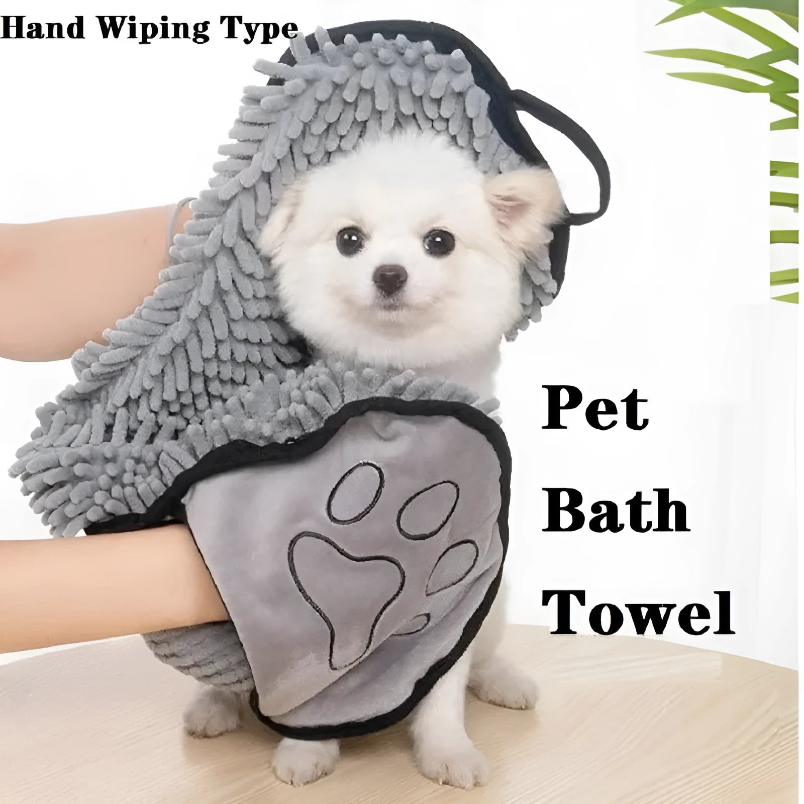 Blue pet bathrobe towel for drying dogs and cats, shown flat at 62cm by 23cm.