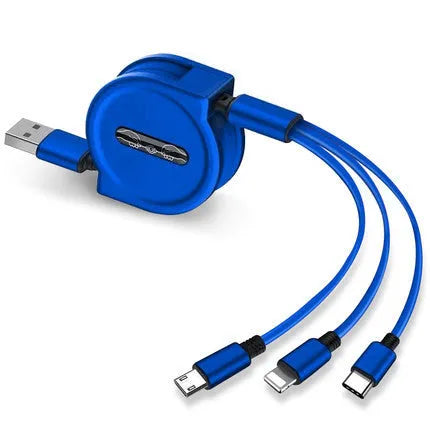 3-in-1 telescopic charging cable extended to 120cm with titanium alloy connectors