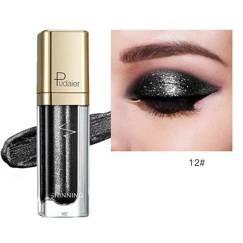 18-colour glitter eyeshadow palette with mother-of-pearl shades including Beige, Rose Gold, and Sapphire Blue