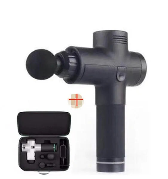 Relax Tissue Deep Muscle Massage Gun with 4 massage heads and LED display, 1.5kg, available in Black, Fibre, Red, and White