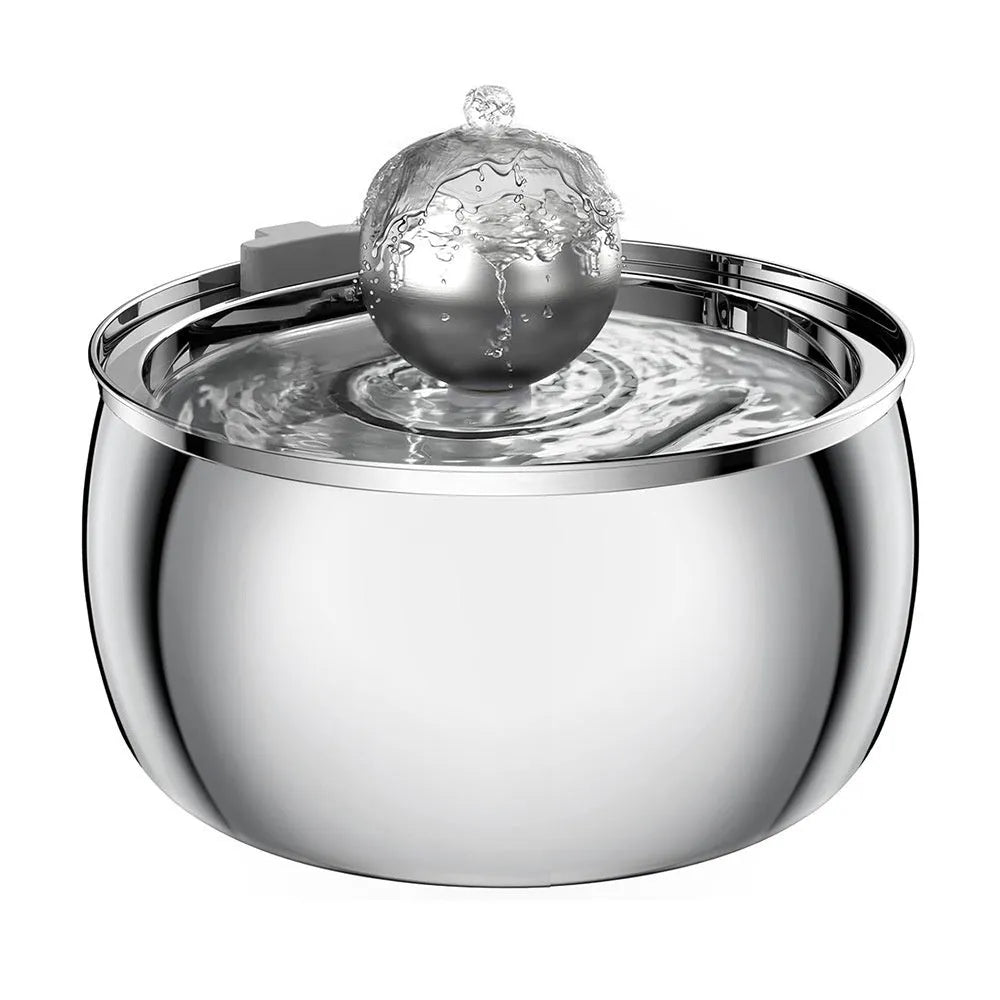 4L stainless steel pet water dispenser with copper tube faucet and water drop window for dogs and cats