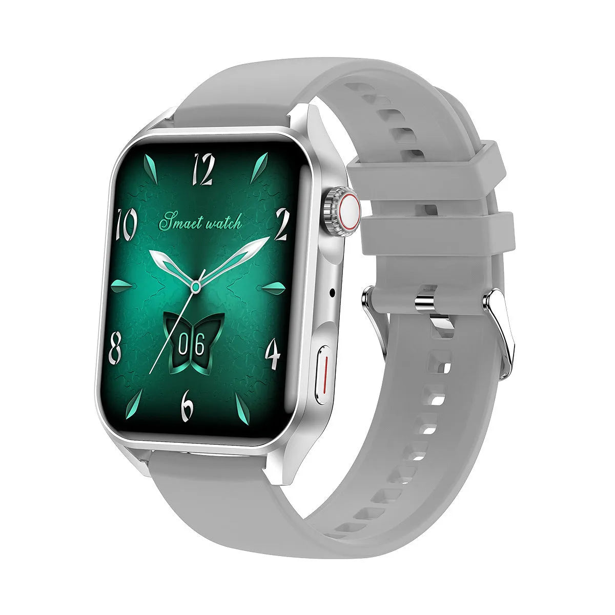 Smart watch with 1.8-inch AMOLED display on silicone wrist strap showing multi-dial screen