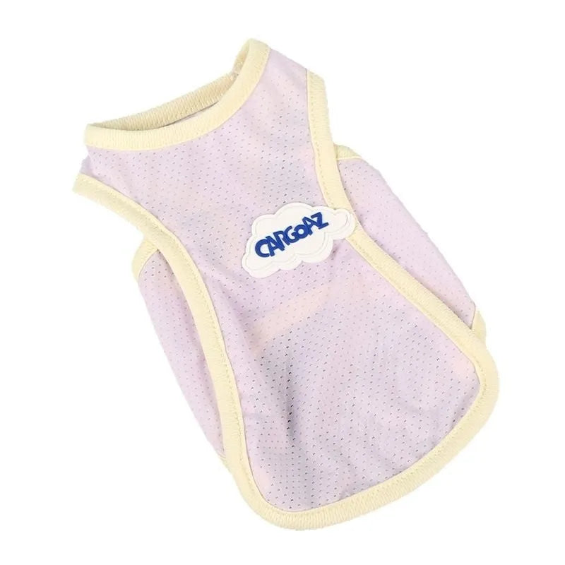 Grass green polyester cat summer vest with sports styling for indoor or warm-weather use