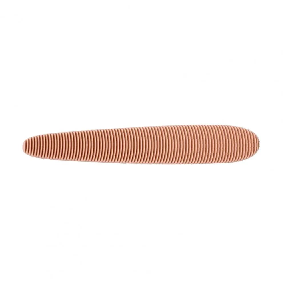 Grey and pink ABS plastic cat grooming comb with tongue-mimicking massage design