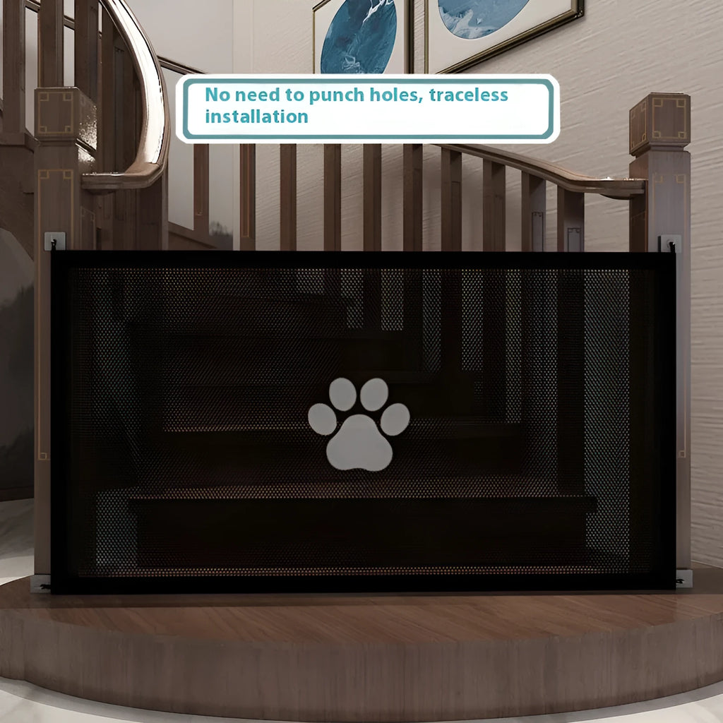 Portable folding dog barrier net fence with pet doorsill design