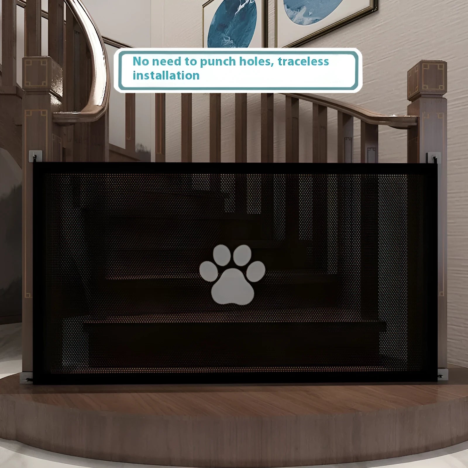 Portable folding dog barrier net fence with pet doorsill design