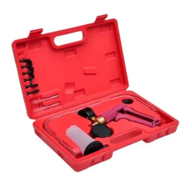 Manual aluminium alloy vacuum air blow gun for car repair and suction tasks.