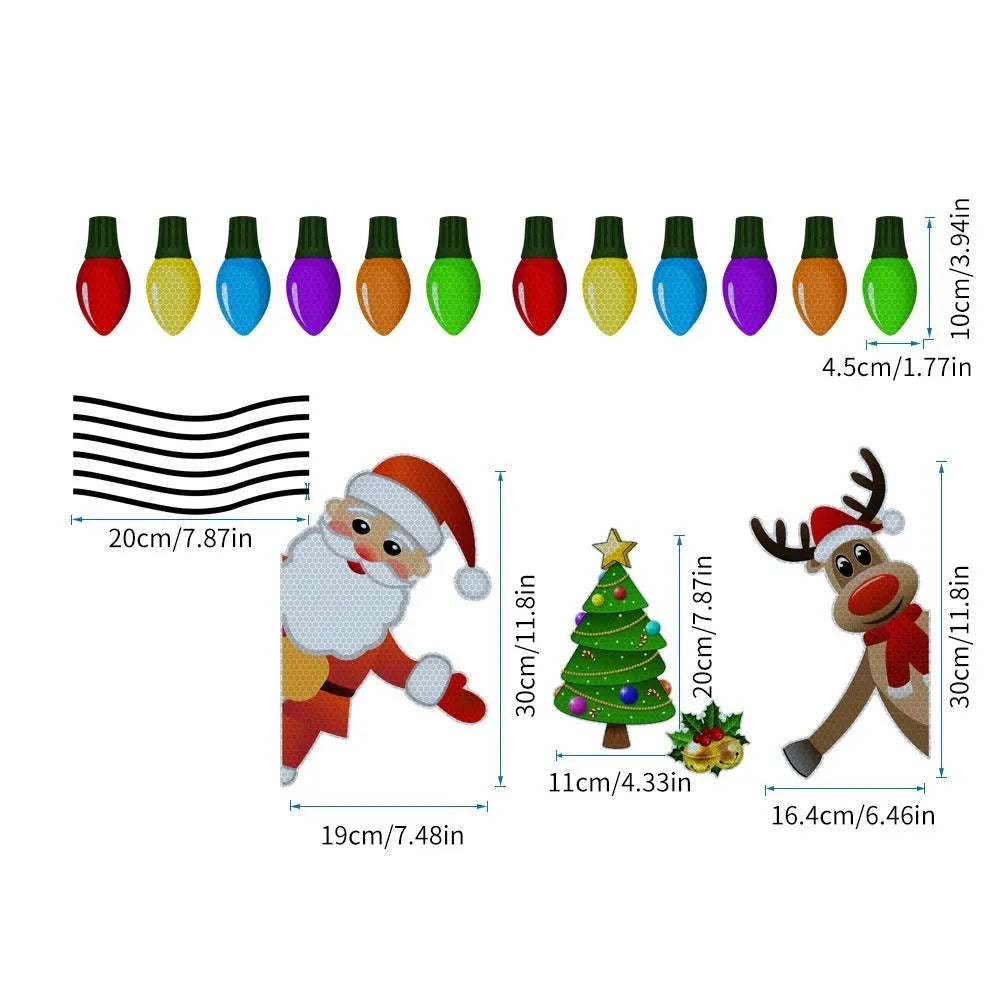 Christmas elk cartoon design magnetic car decoration sticker with reflective elements