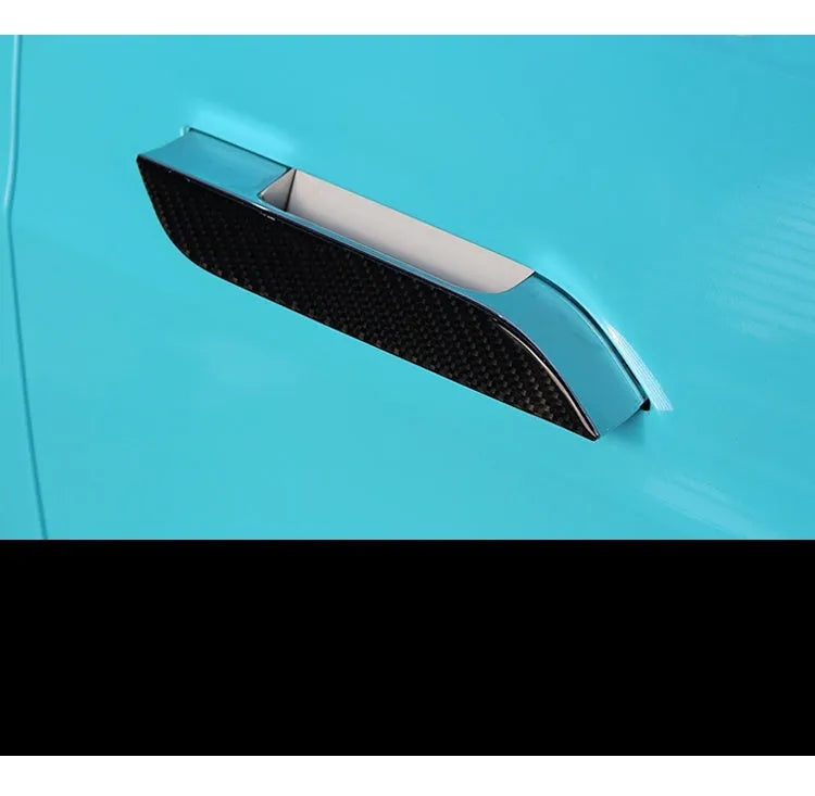 Carbon fibre patterned door handle protection stickers for Tesla Model S