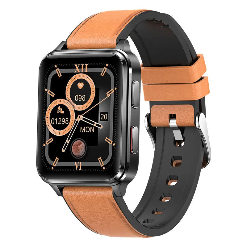 Smartwatch with 1.70-inch screen on silicone wristband showing fitness tracking display.