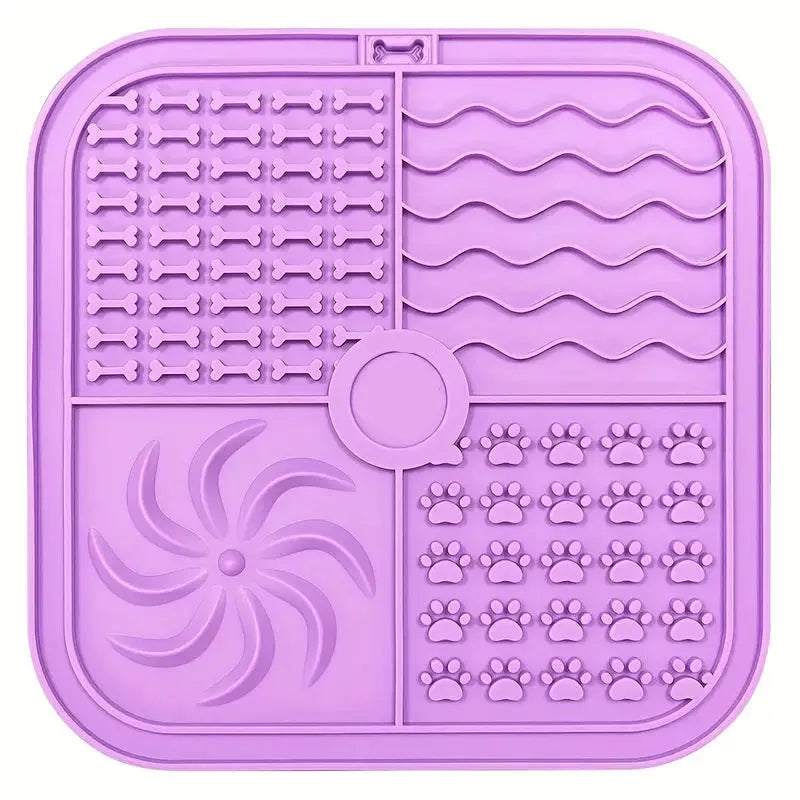 Bottom suction cup non-slip silicone pet slow food mat in gray for dogs and cats