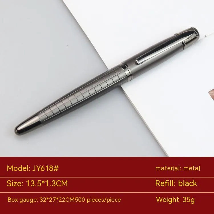 Gun grey metal rollerball pen for business use with black and blue refill options