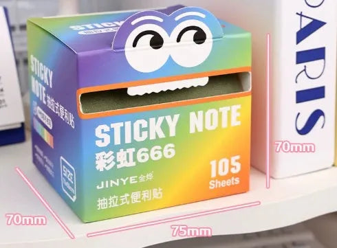 Pearl gradient transparent sticky notes refill pack with 105 pages showing six colour options