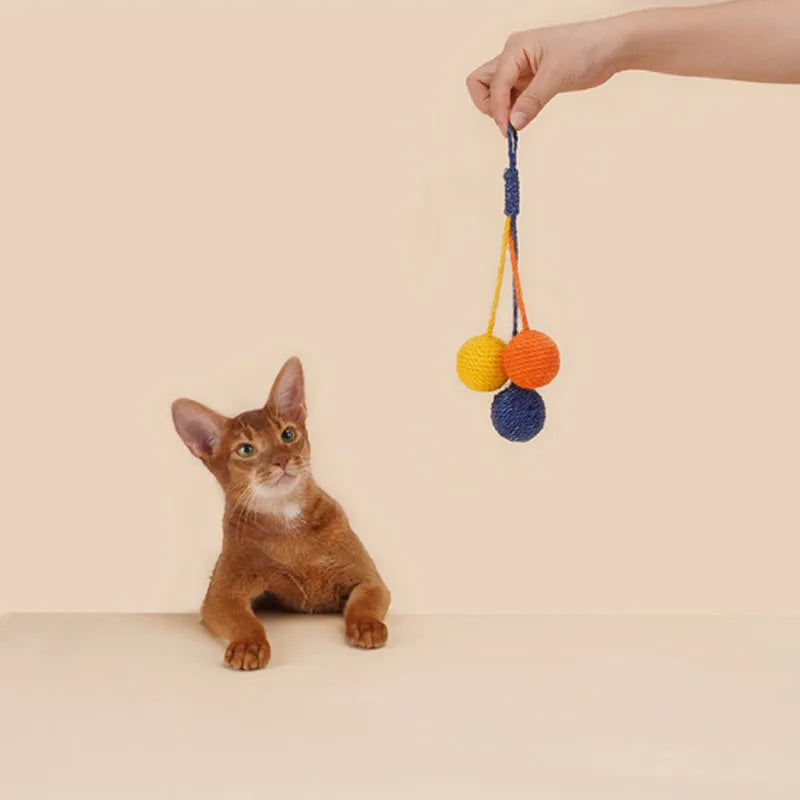 Cat toy set with teaser stick, bite-resistant catnip ball, and interactive toys in multi-colours