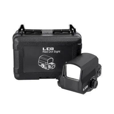 LCO tactical holographic red dot sight with 20mm rail mount attached to a rifle.