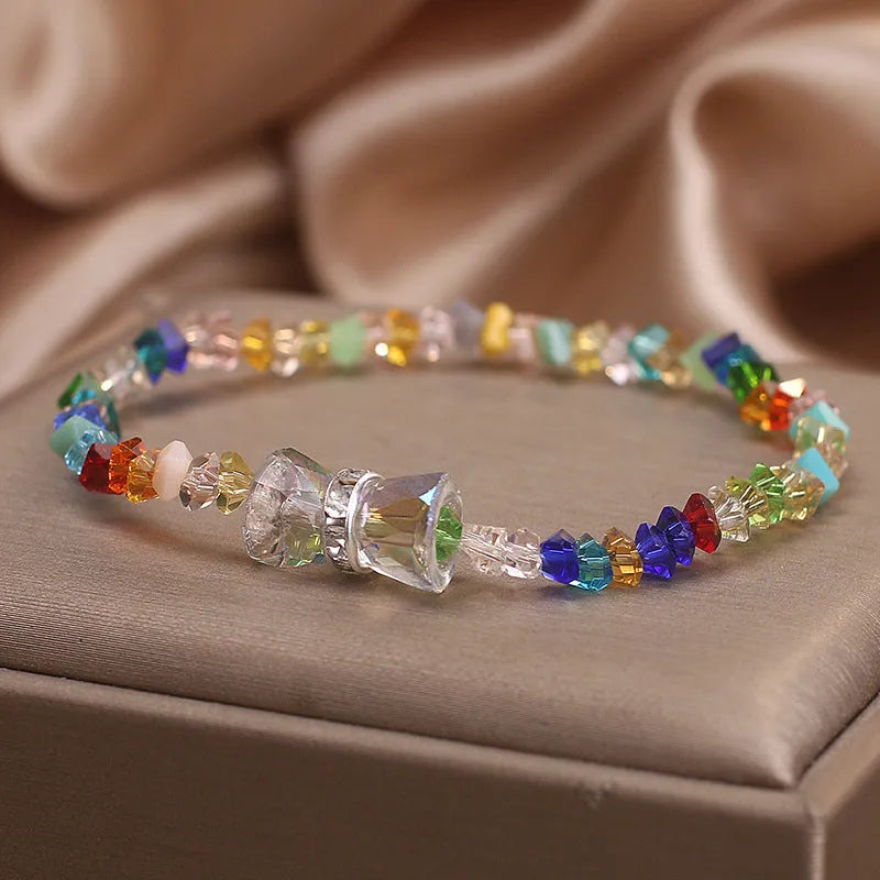 Summer colourful crystal bow bracelet for women, handcrafted ethnic style, available in colour and red options