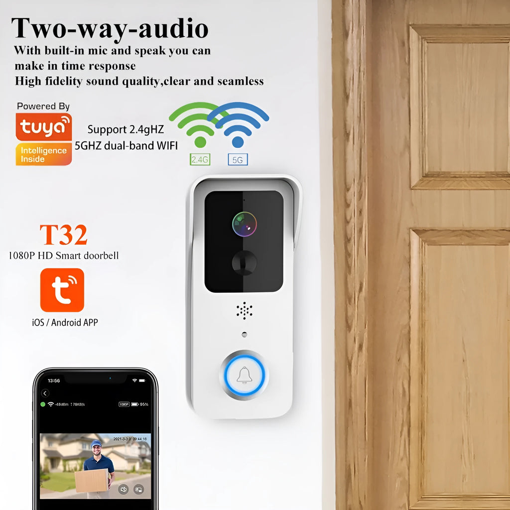 Smart waterproof visual doorbell with remote intercom HD video capability