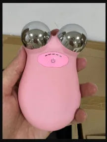 HS-858 microcurrent facial lifting device in pink or white colour measuring 106mm × 65mm × 38mm