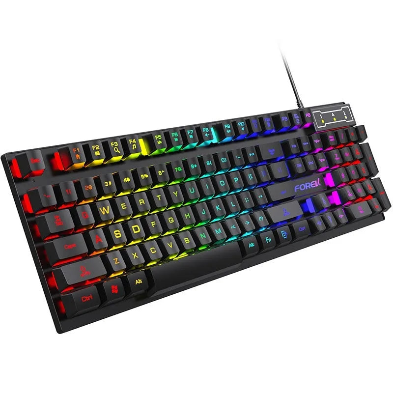 Black 104-key mechanical gaming keyboard with backlight, optional mouse package, 37.5cm width