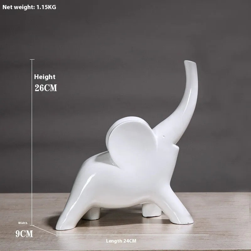 Modern Fortune Bring Elephant resin ornament in rose gold on a plain background