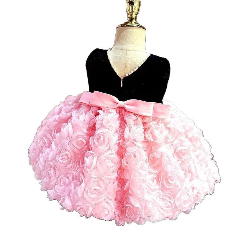 Girls summer dress in pink made from polyester fibre colour matching design available in sizes 80cm to 150cm