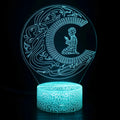3D small LED night lamp with touch control and remote on bedside table