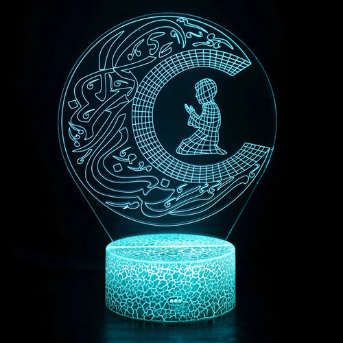 3D small LED night lamp with touch control and remote on bedside table