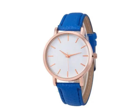 Quartz watch with 35.5mm square alloy case and PU leather strap in various colour options