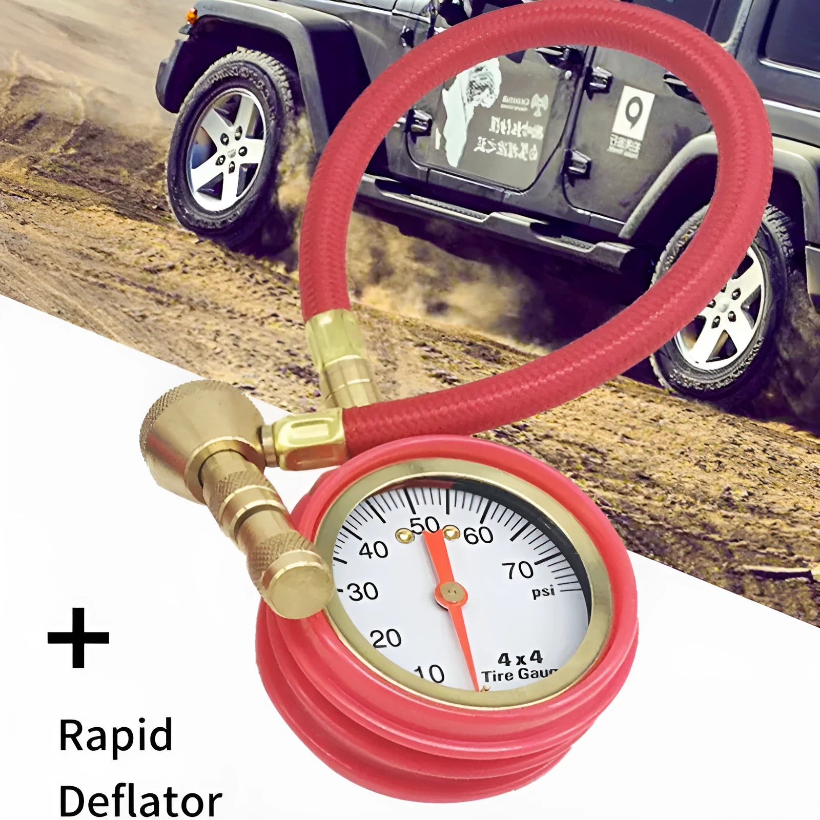 Mechanical tyre pressure gauge with deflation valve for off-road vehicles and trucks