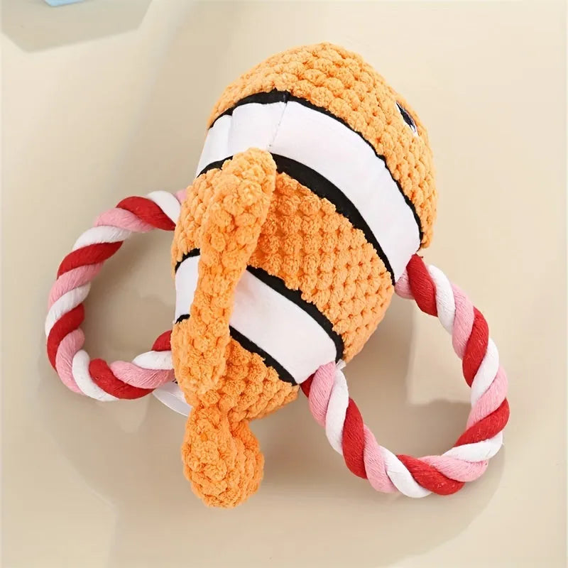 Turtle-shaped dog chewing toy with knotted texture in grey, green, or orange colour