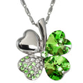Crystal Clover Necklace Love Clover pendant in clear green colour on chain