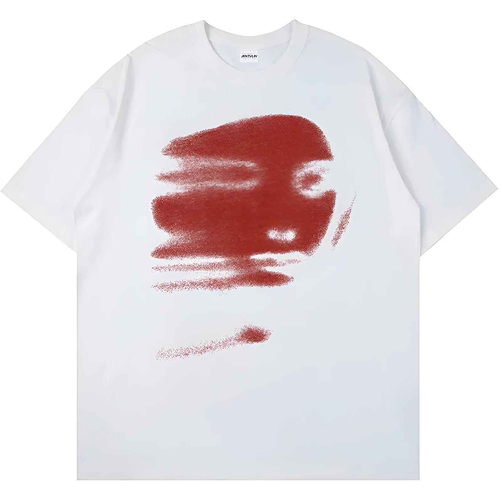 White cotton T-shirt with short sleeves and round neck on hanger