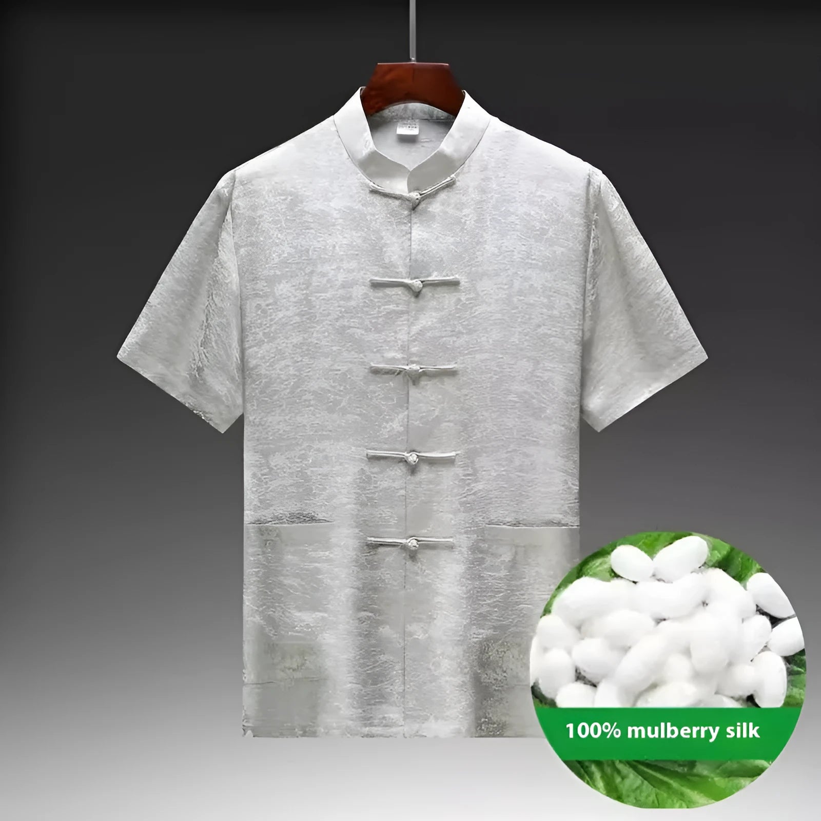 Men's mulberry silk Tang suit in traditional Chinese style with jacket and trousers