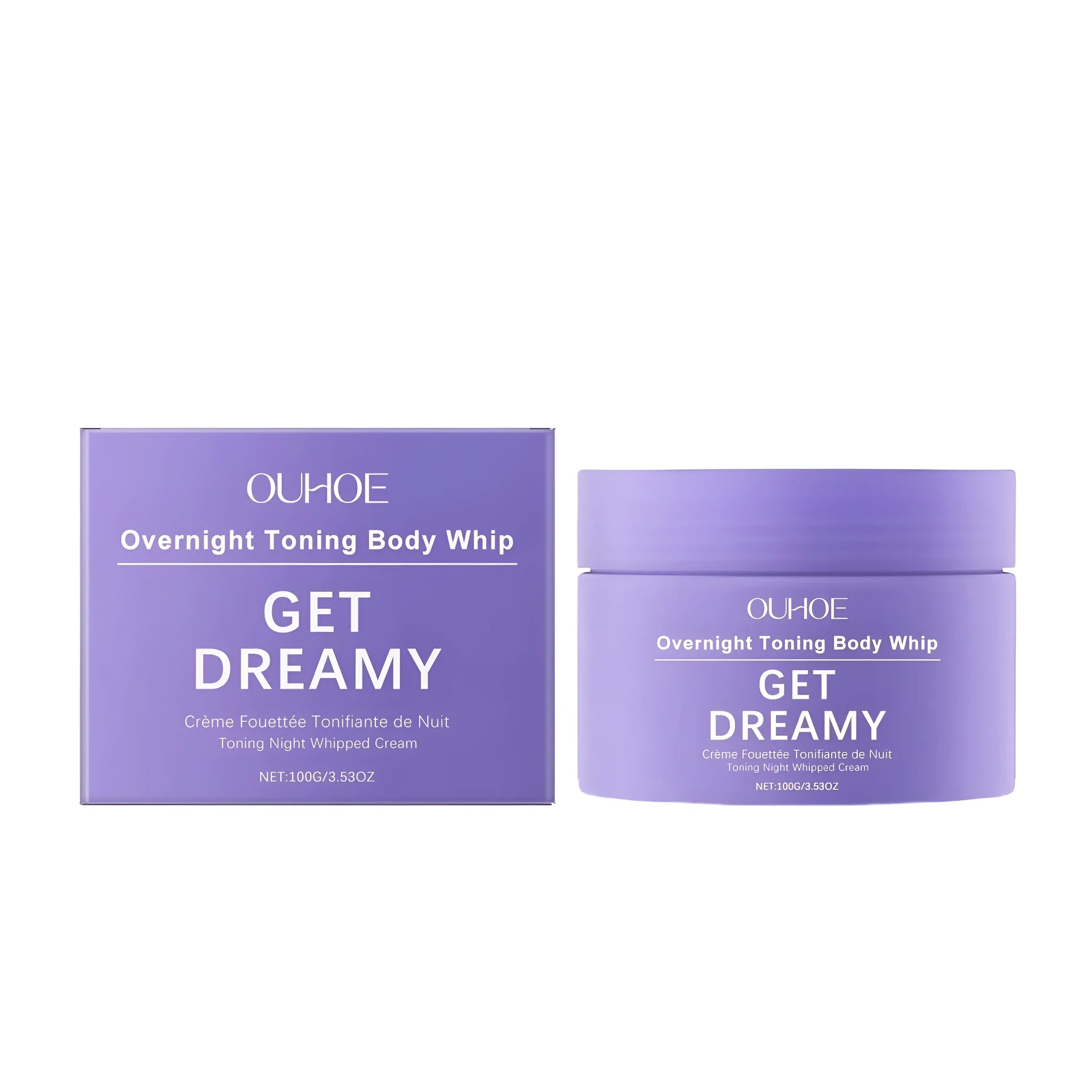 100g jar of body shaping and firming cream with listed ingredients including drunken eggplant root extract.