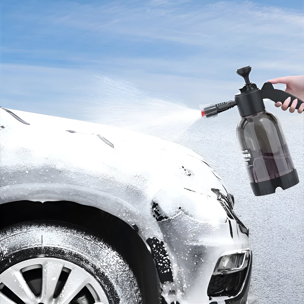 Black 2L hand-held spray sprayer with switch lock and two nozzles for car washing and garden watering