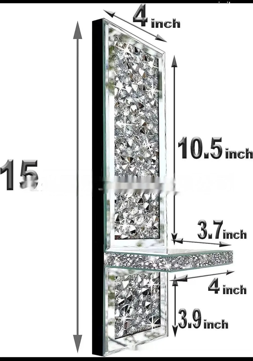 Silver mirror glass wall hanging candle holder pair modern simple style 10x11x38cm