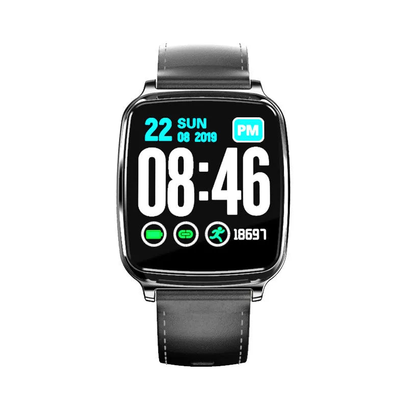 M8 smart bracelet with heart rate monitoring on wrist showing touch screen interface