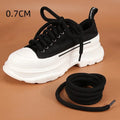 Round woven shoelaces in white, black, and beige colours showing 10mm diameter
