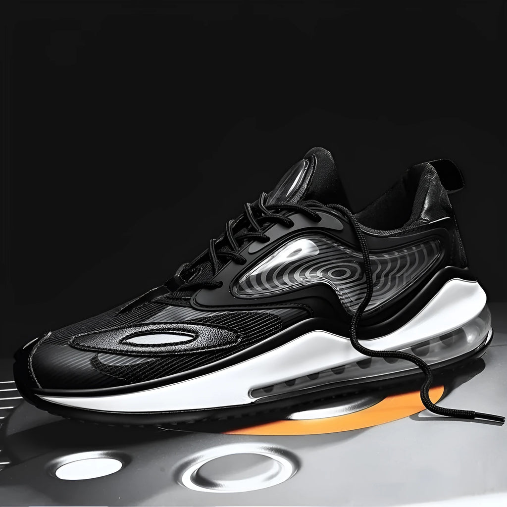 Men's Space Black casual summer shoes with air cushion technology and rubber sole