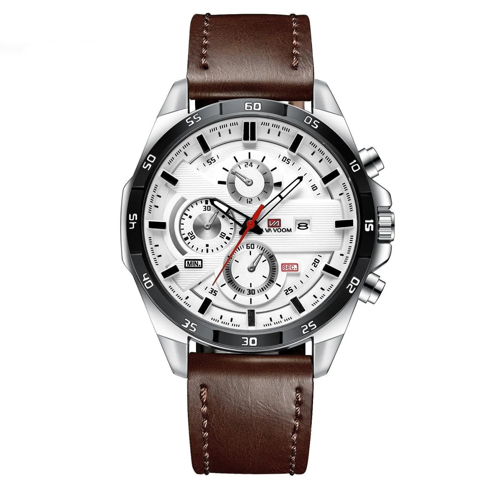 Business casual quartz watch with calendar display and water-resistant construction in multiple colour options