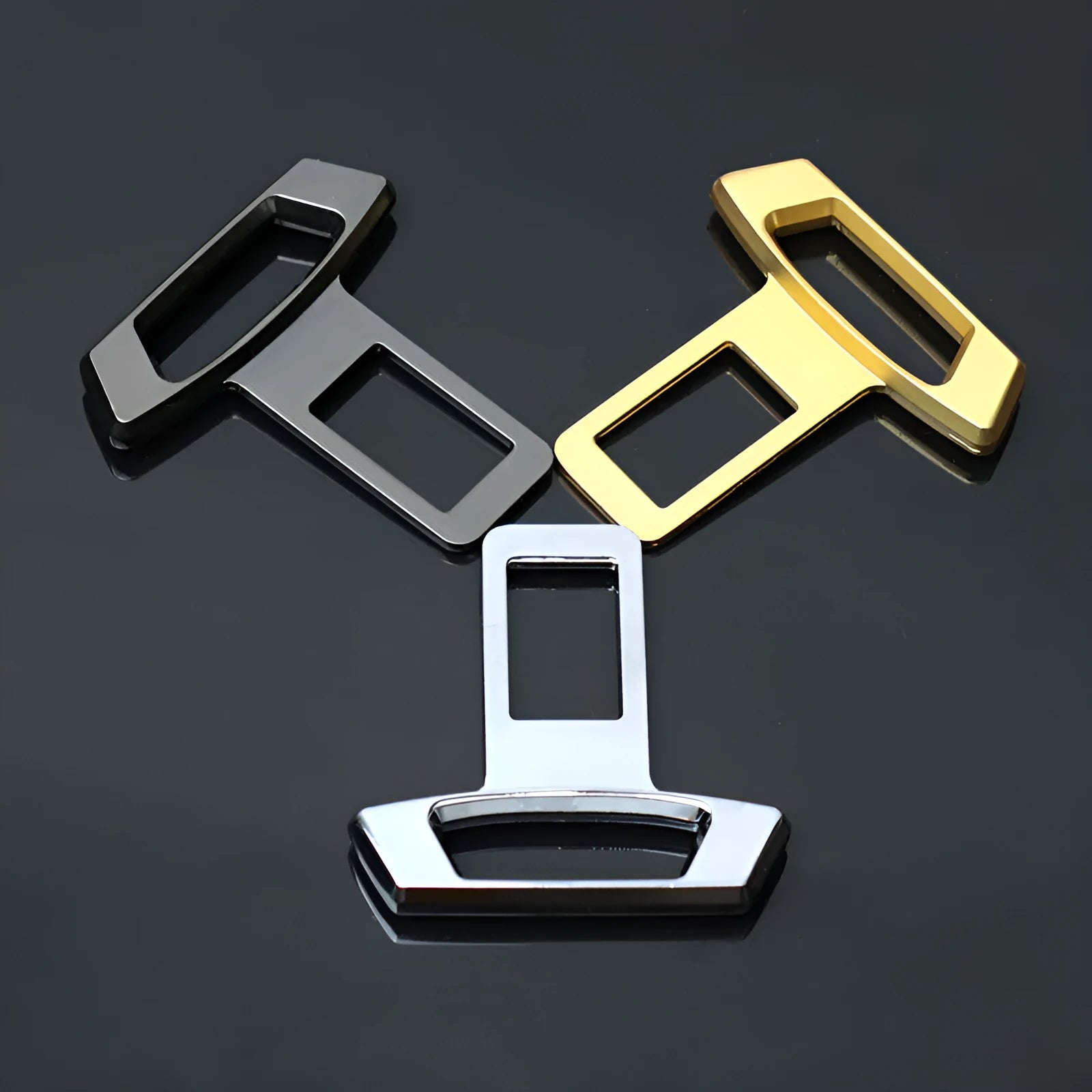 Metal car door silencer insert in matte black, gold, and silver colour options