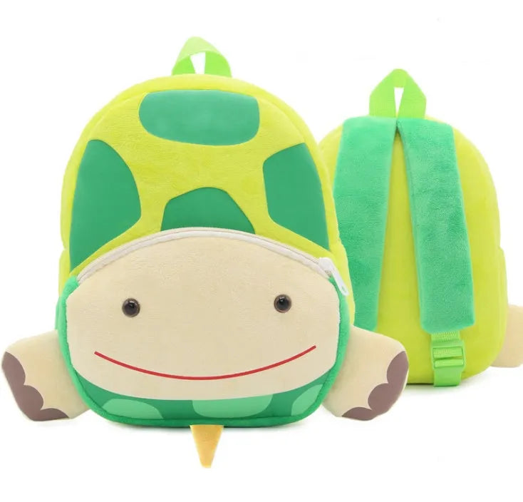 Children's plush animal backpack in various designs including elephant, bee, flamingo and unicorn styles